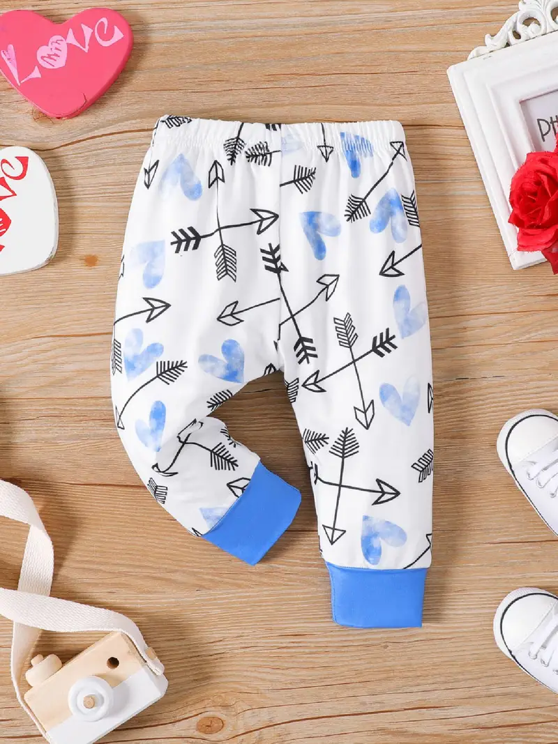 Baby Boy/girl Allover Heart & Arrow Print Cute Pants, Kids Cute